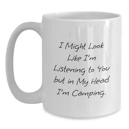 Camping Humor Gifts for Men from Family, Funny White Coffee Mug for Camping Lovers, 11oz or 15oz, Graduation Unique Gifts - Main