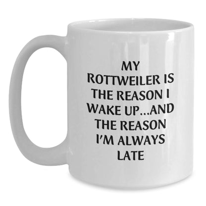 Funny Rottweiler Dog Lover's White Coffee Mug - Gifts from Men to Rottweiler Dog Owners, Unique Birthday Unique Gifts for Friends, Family, and Coworkers - Main