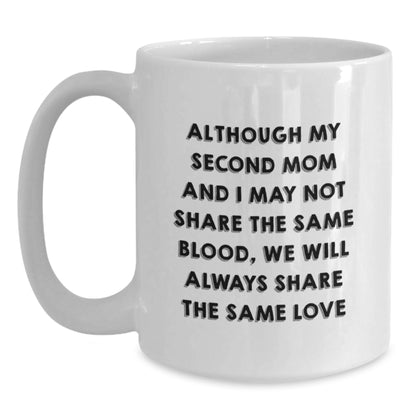 Second Mom Gifts, Funny Quote Coffee Mug, Gifts from Women to Second Mom on Birthday, White 11oz or 15oz Ceramic Mug for Encouragement and Love - Main