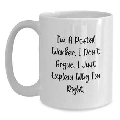 Funny Postal Worker Gifts for Men, White Coffee Mug from Coworkers, Perfect for Christmas Unique Presents - Main