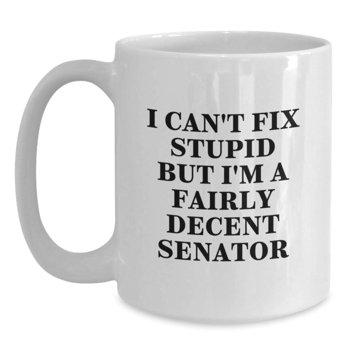 Funny Senator Coffee Mug Gifts from Men for Senator, White Coffee Mug, I Can't Fix Stupid But I'm A Fairly Decent Senator Quote, Unique Mother's Day Unique Gifts - Main