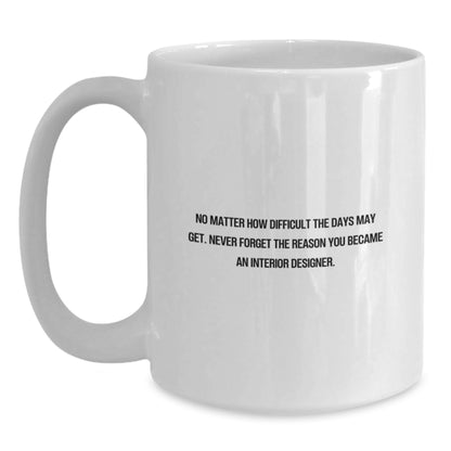 Funny Interior Designer Gifts for Men, White Coffee Mug - Never Forget The Reason You Became An Interior Designer - Unique Gifts from Friends, Coworkers, Family, and More - Main