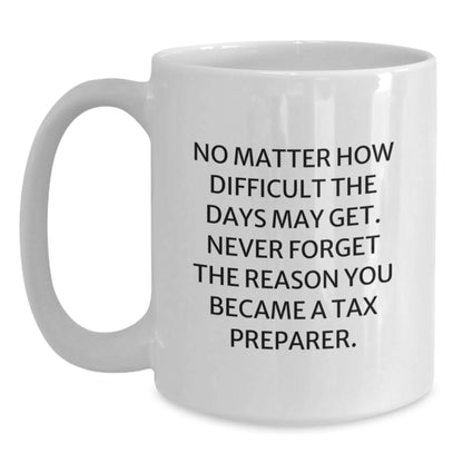 Funny Tax Preparer Gifts from Friends for Tax Preparer - White Coffee Mug - Never Forget The Reason You Became A Tax Preparer. - Main