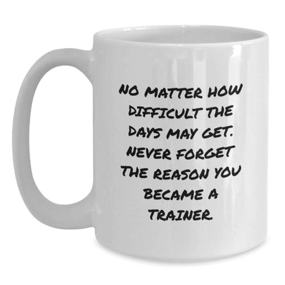 Funny Trainer Quotes White Coffee Mug Gifts from Friends for Christmas Unique Presents - Main