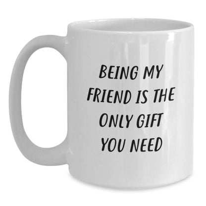 Gifts from Friends, Unique White Coffee Mug, Being My Friend Is The Only Gift You Need, Funny Quote, Birthday Unique Gifts - Main