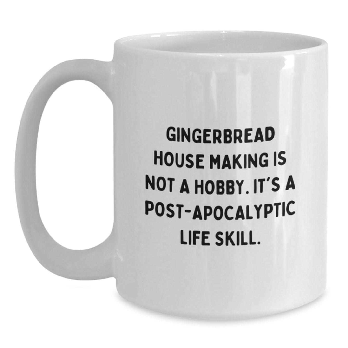 Funny Gingerbread House Making Gifts for Friends, White Coffee Mug, Graduation Unique Presents from Men to Women - Main
