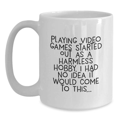 Playing Video Games Gift for Him - Humorous Keepsake White Coffee Mug - Main