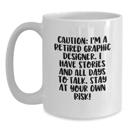 Funny Graphic Designer White Coffee Mug Gifts from Coworkers for Graduation from Retired Designer - Main