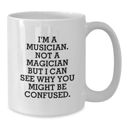 Funny Musician Gifts for Him, White Ceramic Coffee Mug, Unique Graduation Present from Friends or Family - Additional