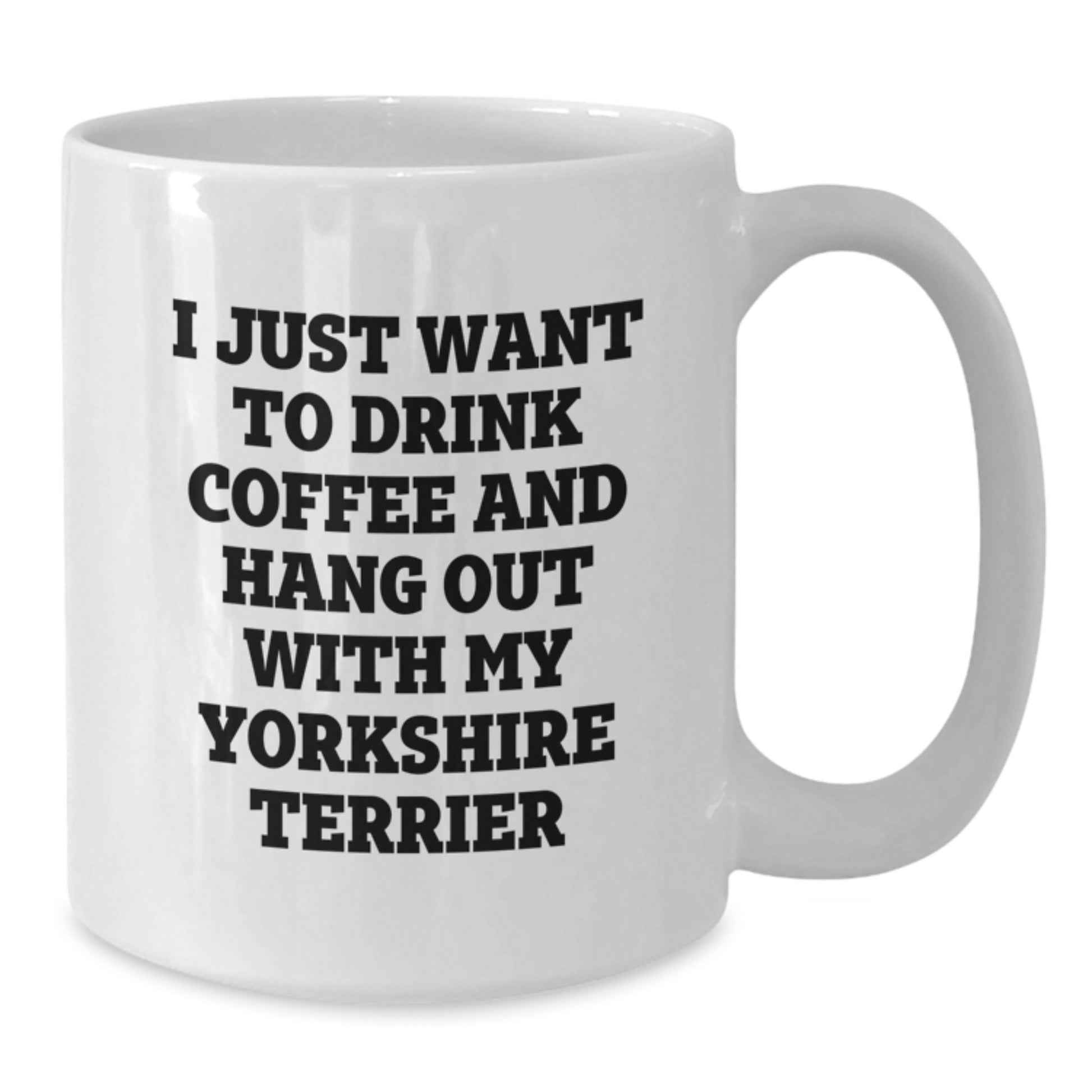 Funny Yorkshire Terrier Dog Gifts from Friends for Yorkshire Terrier Dog Lovers, White Coffee Mug, 'I Just Want To Drink Coffee And Hang Out With My Yorkshire Terrier', Birthday Unique Gifts - Additional