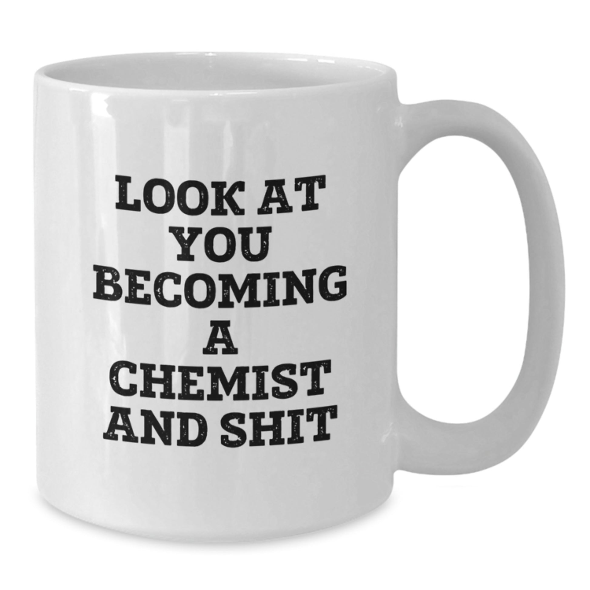 Funny Chemist Gifts for Friends, Unique White Coffee Mugs from Chemist Enthusiasts to Birthday Men, Look at You Becoming a Chemist and Shit - Additional