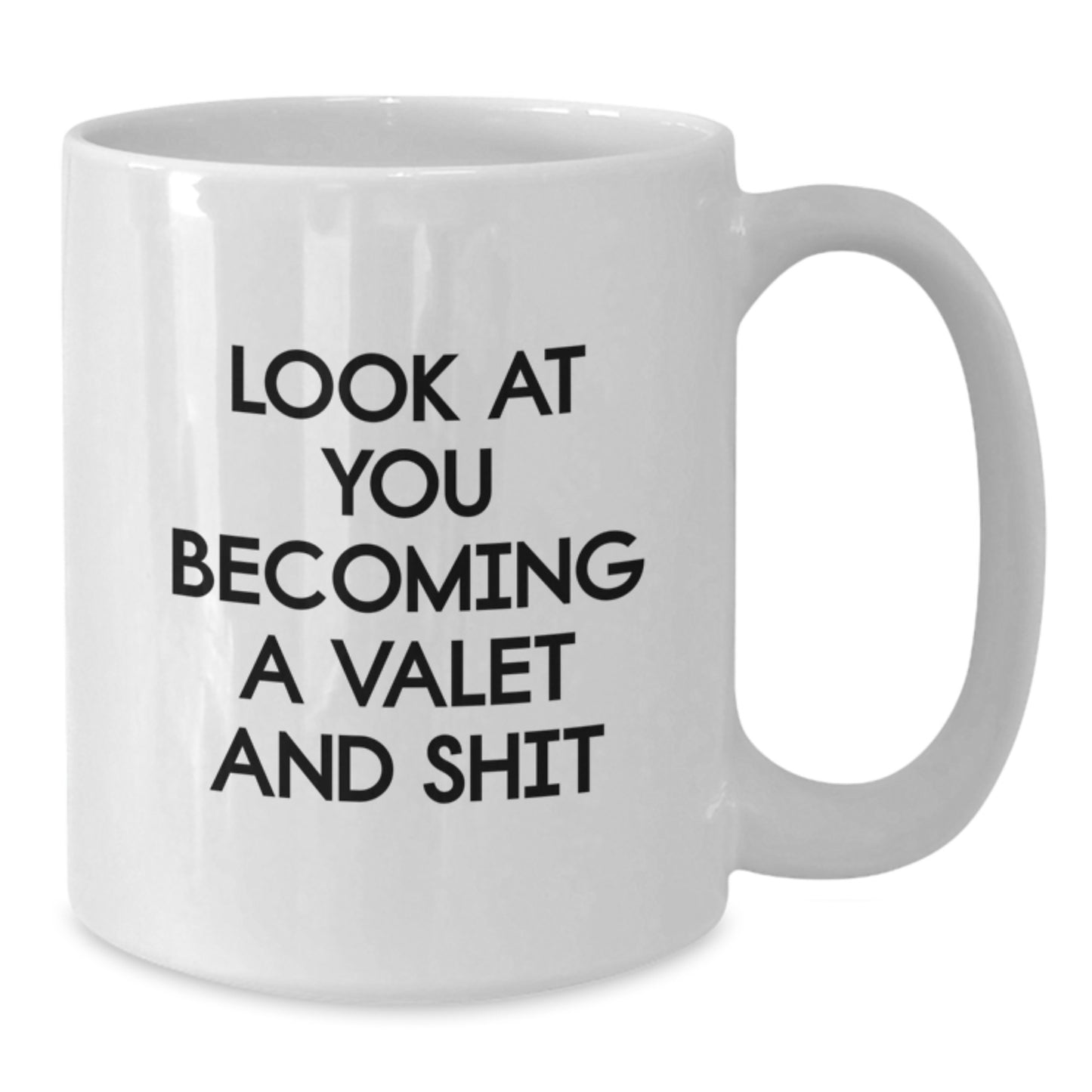 Funny Valet Gifts from Friends for Him, White Coffee Mug with Look At You Becoming A Valet And Shit Quote, Birthday Unique Gifts - Additional