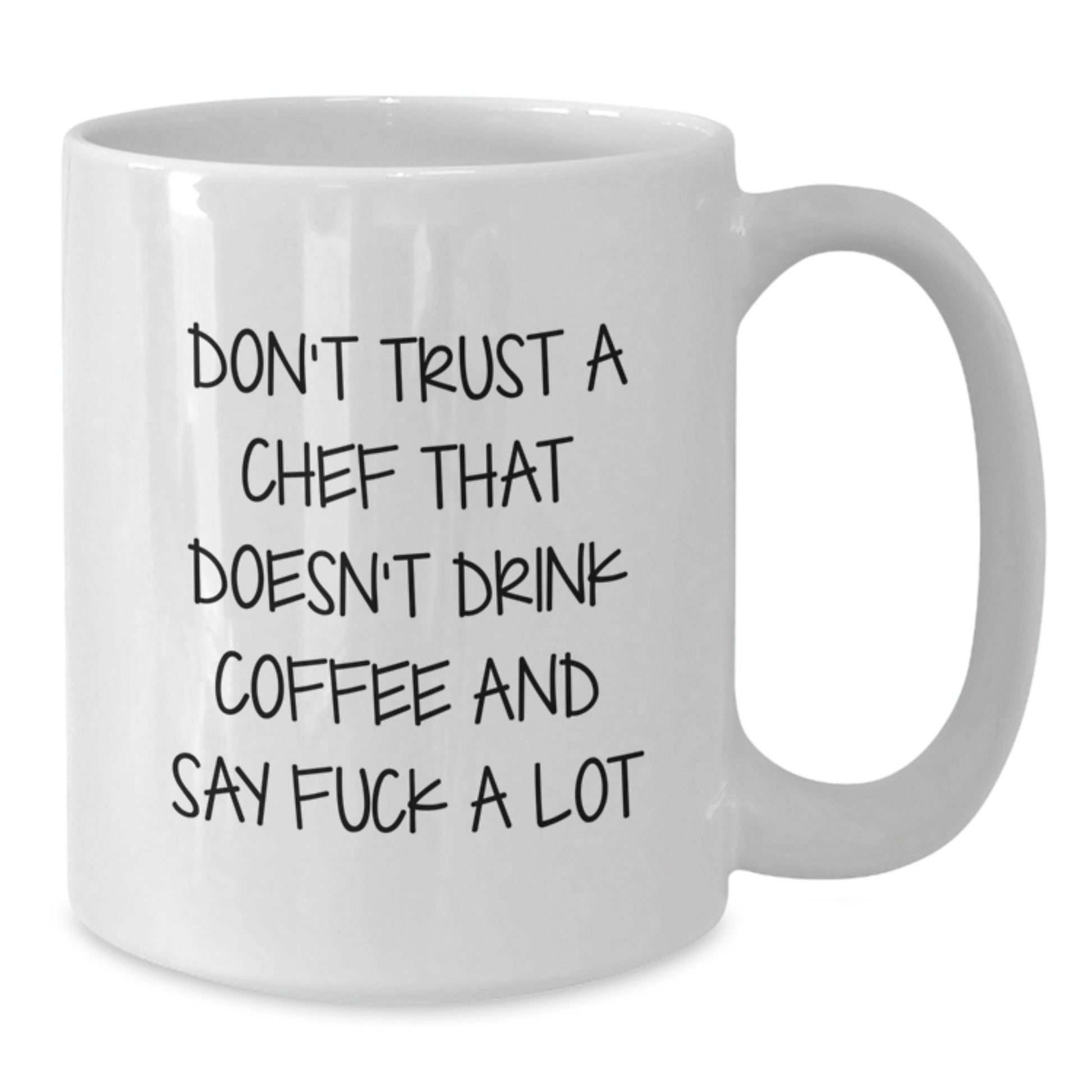 Funny Chef Gifts for Men, White Coffee Mug - Christmas Unique Presents from Friends to Family, Don't Trust A Chef That Doesn't Drink Coffee - Additional