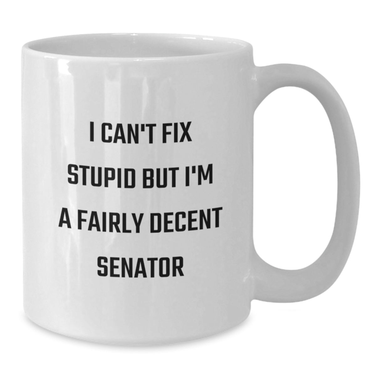 Funny Senator Mom Gifts from Family for the Woman Senator Who Said I Can't Fix Stupid But I'm A Fairly Decent Senator White Coffee Mug - Additional
