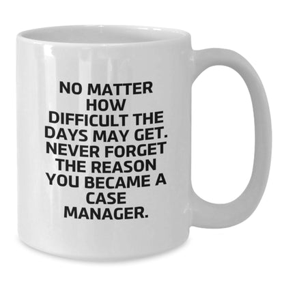 Funny Case Manager Birthday Unique Gifts from Family, White Coffee Mug for Case Manager, Never Forget The Reason You Became A Case Manager - Additional