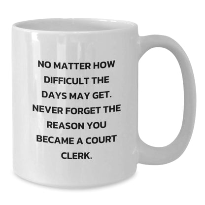 Funny Court Clerk Gifts, Inspirational White Coffee Mug, Birthday Present for Court Clerk Men or Women - Additional