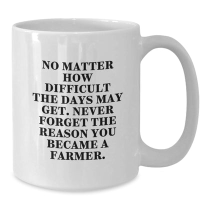 Farmer Gifts - Inspirational White Coffee Mug for Farmers, Funny Birthday Unique Gifts from Friends to Farmer Men - Additional