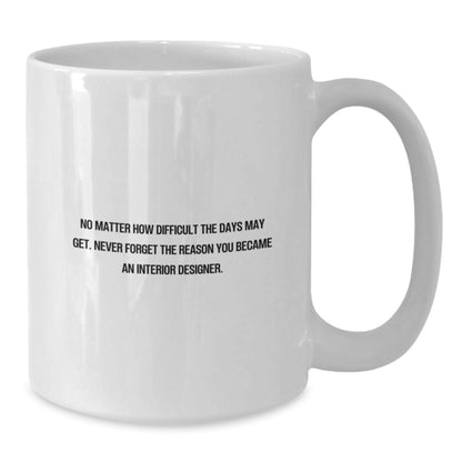 Funny Interior Designer Gifts for Men, White Coffee Mug - Never Forget The Reason You Became An Interior Designer - Unique Gifts from Friends, Coworkers, Family, and More - Additional