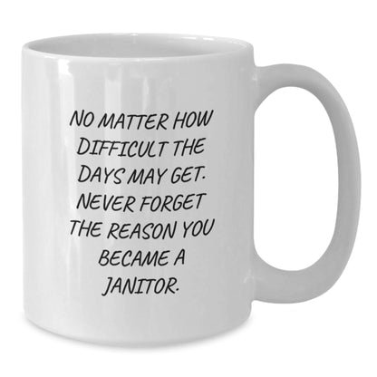 Funny Inspirational Janitor Gifts from Men for Janitor on Mother's Day Unique White Coffee Mug - Additional