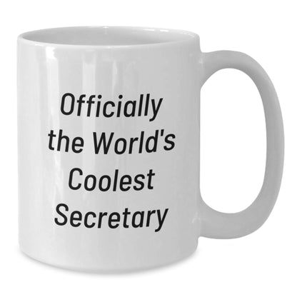 Funny Secretary Gifts for Him - White Coffee Mug Officially The World's Coolest Secretary, Best Unique Father's Day Unique Gifts from Men - Additional