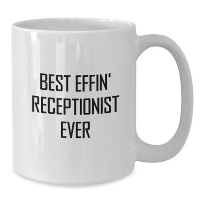 Funny Mother's Day White Coffee Mug Gifts from Men to Best Effin' Receptionist Ever, Unique Office Decor for Women Coworkers and Friends - Additional