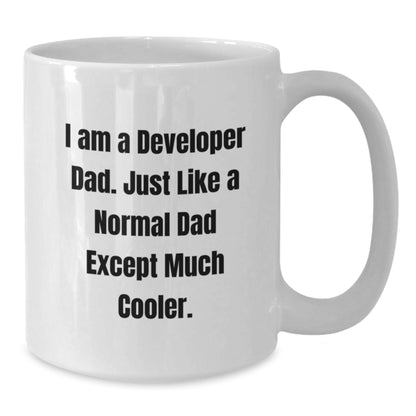 Funny Developer Gifts from Dad to Graduate - White Coffee Mug, 11oz or 15oz Capacity, Perfect for Coding Enthusiasts, Dad Jokes, and Coffee Lovers - Gifts for Developer Friends or Coworkers - Additional