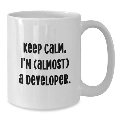 Developer Keepsake Gift for Him - Keep Calm, I'm (Almost) A Developer - Additional