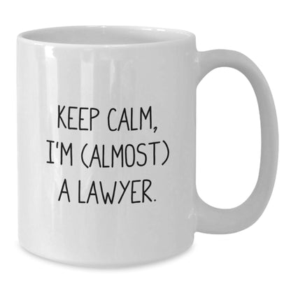 Lawyer Gift for Him Keep Calm, I'm (Almost) A Lawyer Keepsake Mug - Additional