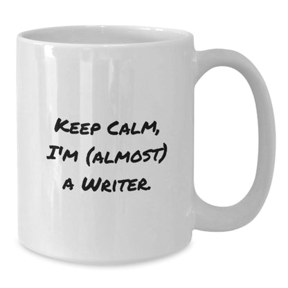 Writer Gift for Him Keep Calm, I'm (Almost) A Writer Keepsake Mug - Additional