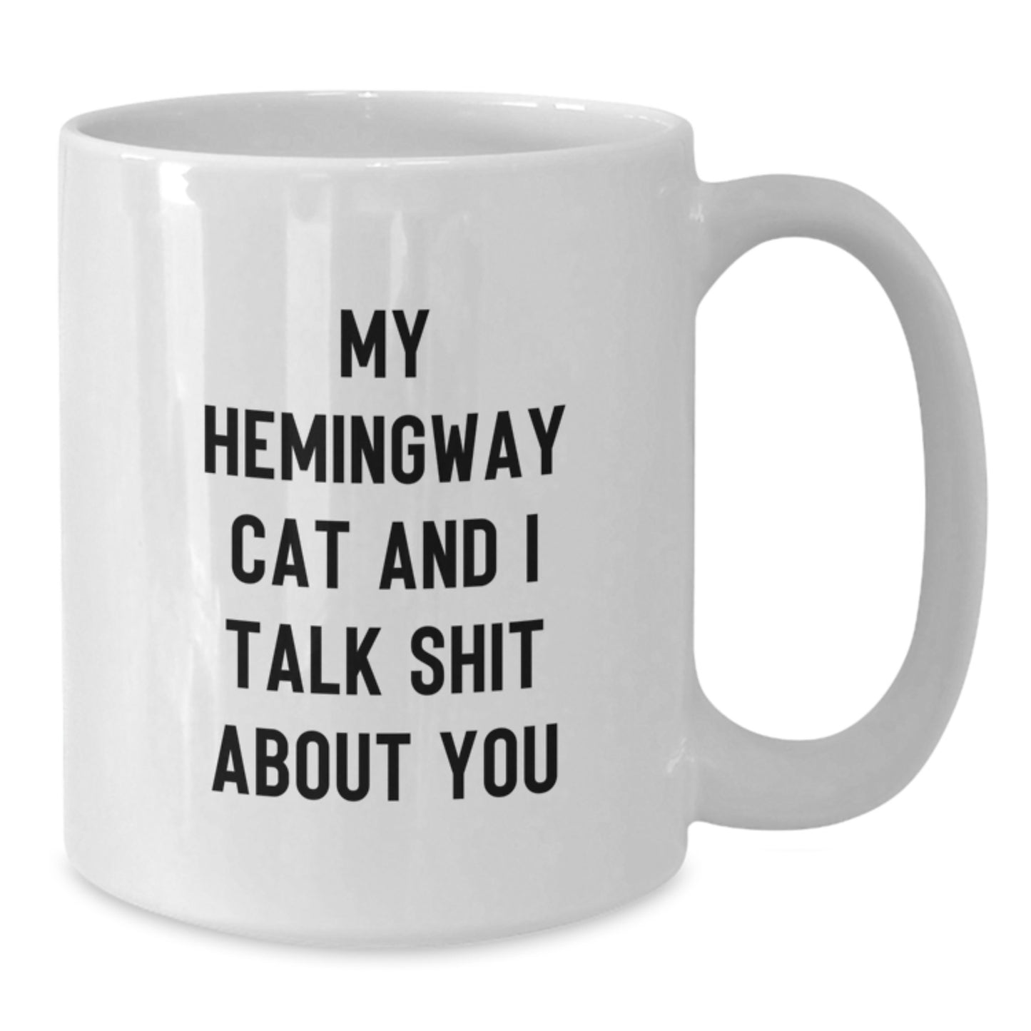 Hemingway Cat Funny Mugs, White Coffee Gifts from Men to Friends, 'My Hemingway Cat And I Talk Shit About You' Graduation Unique Gifts for Him - Additional