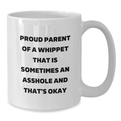 Whippet Dog Lover's Graduation Gift, White Coffee Mug, Proud Parent Quote, Gifts from Family to Whippet Dog Owner - Additional