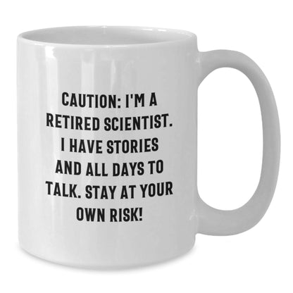 Funny Scientist Gifts - Caution Sign White Coffee Mug | Gifts from Friends for Scientist Birthday Celebration - Additional