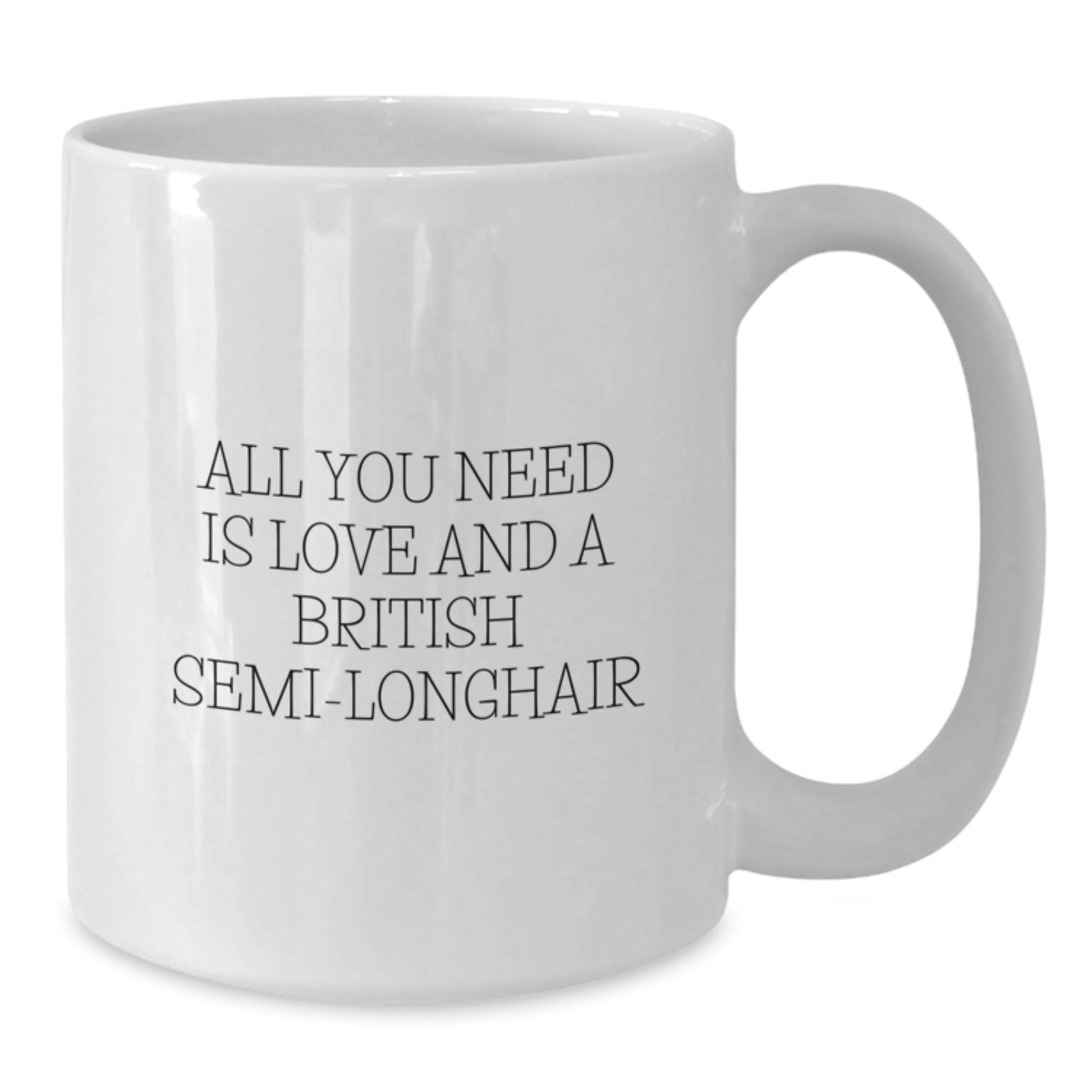 British Semi-Longhair Cat Lovers Gift, White Coffee Mug, Christmas Unique Gifts, 'All You Need Is Love And A British Semi-longhair' - Additional