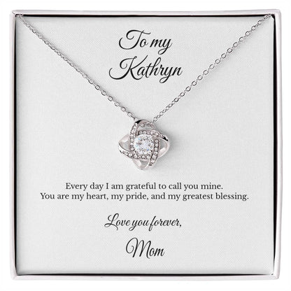 To My Daughter Personalized Love Knot Necklace – My Heart, My Pride, My Greatest Blessing