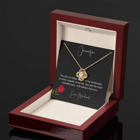 LoveTo My Wife – Personalized Love Knot Necklace with Luxury LED Box | Forever My Today & Tomorrows