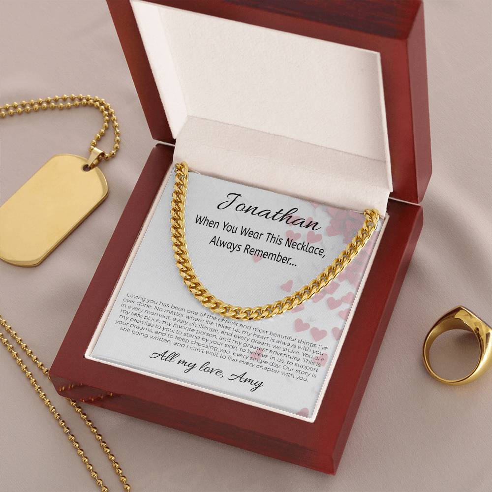 To My Boyfriend Soulmate Cuban Link Chain Necklace – Personalized Valentine’s Gift for Him