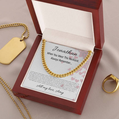 To My Boyfriend Soulmate Cuban Link Chain Necklace – Personalized Valentine’s Gift for Him