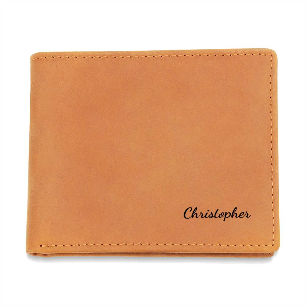 👜 Personalized Full Grain Leather Wallet – Add His Name for a Timeless Gift 👜
