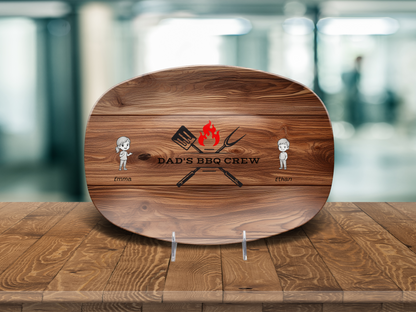 Personalized "Dad's BBQ Crew" Unbreakable Serving Platter – Add Up to 8 Kids' Names
