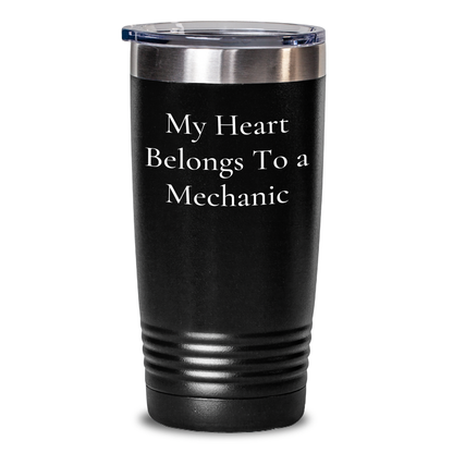 Funny Mechanic Gifts from Men, Gifts for Mechanic, 'My Heart Belongs To A Mechanic' Tumbler for Father's Day - Main