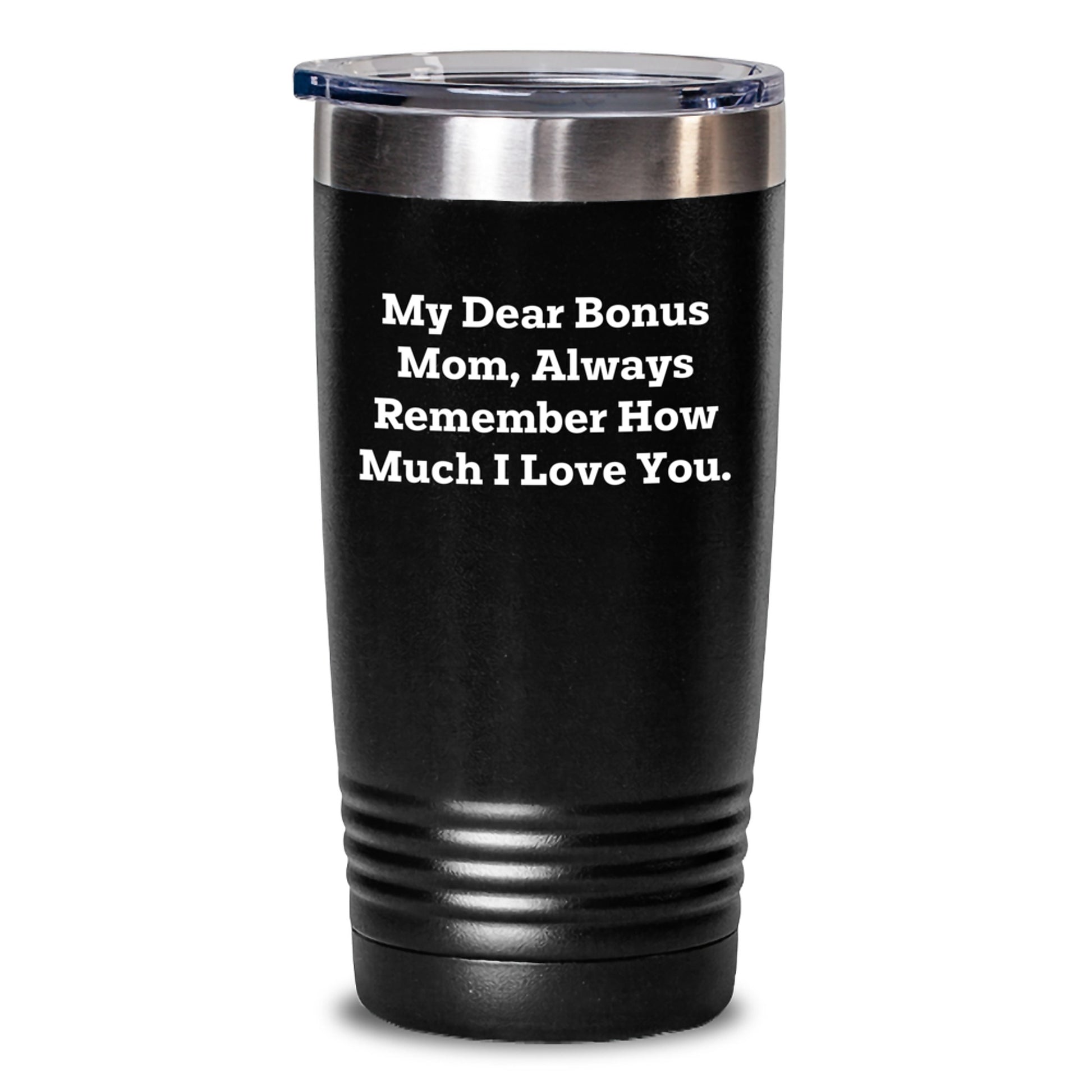Funny Bonus Mom Gifts for Her, Cute Christmas Tumblers with Love Quote, Gifts from Family to Bonus Mom - Main