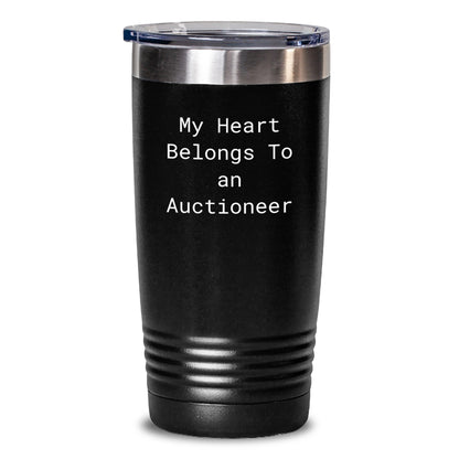 Unique Gifts from Friends for Auctioneer Men with Funny Quote My Heart Belongs To An Auctioneer, Tumbler for Christmas Unique Gifts - Main