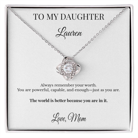 LK26MM09 To My Daughter Personalized Necklace Gift – Always Remember Your Worth