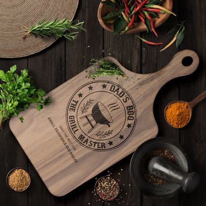 🔥 Personalized Hardwood Paddle Cutting Board — Grill Master Edition 🔥