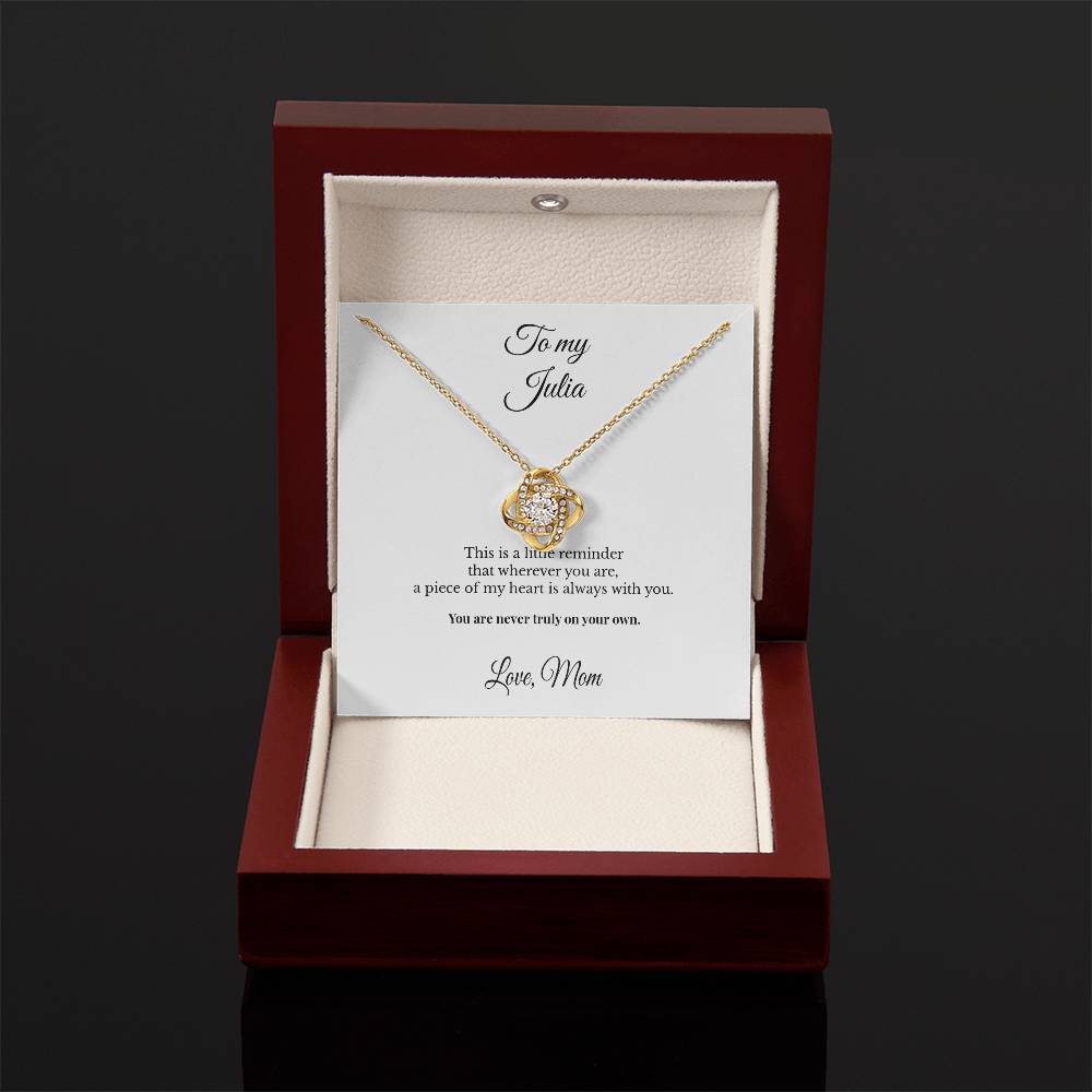 To My Daughter Personalized Love Knot Necklace – A Piece of My Heart Is Always With You