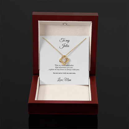 To My Daughter Personalized Love Knot Necklace – A Piece of My Heart Is Always With You