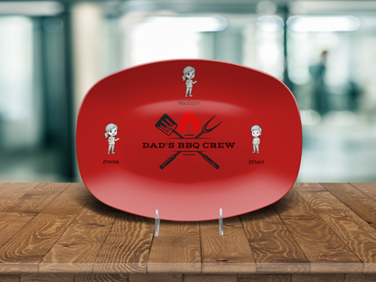 "Dad's BBQ Crew" Personalized Platter – Red Hot & Ready to Serve