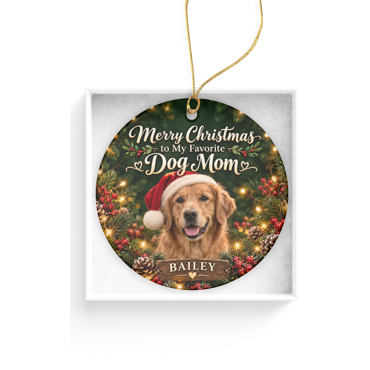 Personalized Dog Mom Christmas Ornament – Custom Dog Photo & Name