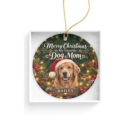 Personalized Dog Mom Christmas Ornament – Custom Dog Photo & Name