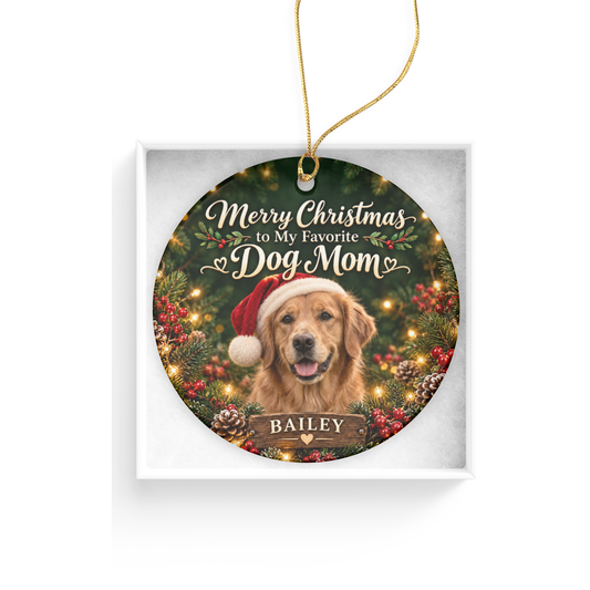 Personalized Dog Mom Christmas Ornament – Custom Dog Photo & Name